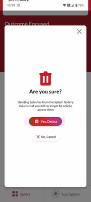 Delete Splash Confirm
