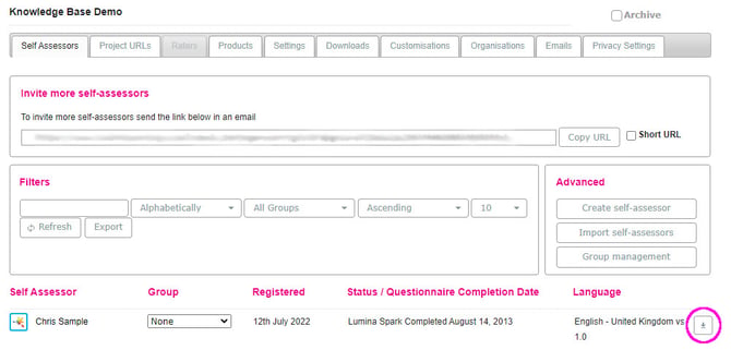 How do I download questionnaire responses