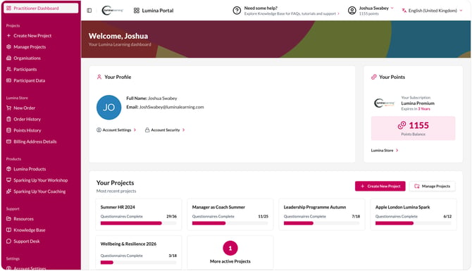 A screenshot showing the newly redesign Practitioner Dashboard