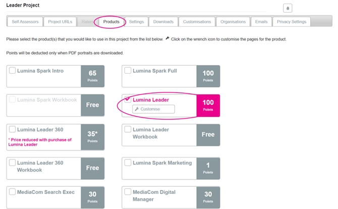 Products tabe Leader self