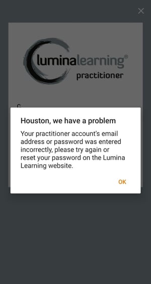 Splash app error incorrect password